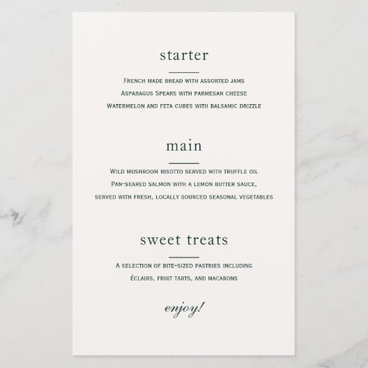 Morris Floral Garden Menu Card (Devant)
