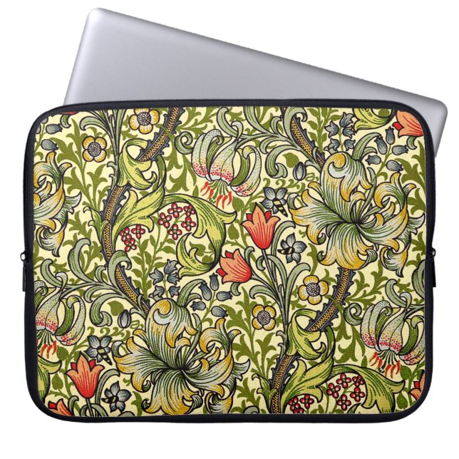 Morris Floral Lily Design Laptop Sleeve (Voorkant)