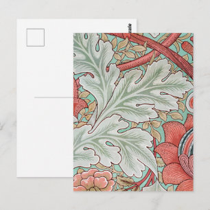 Morris  Foliage & Floral Patroon Rode Stijl Briefkaart