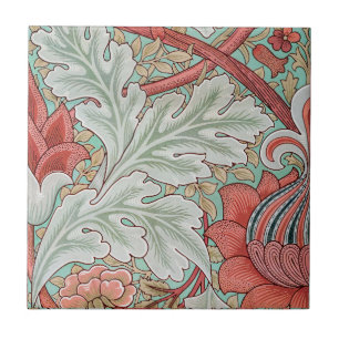 Morris Foliage & Floral Patroon Rode Stijl Tegeltje
