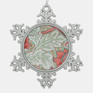 Morris  Foliage & Floral Patroon Rode Stijl Tin Sneeuwvlok Ornament