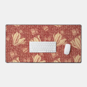Morris Inspiré Lily Flower Botanique Rouge Textile (Clavier et souris)