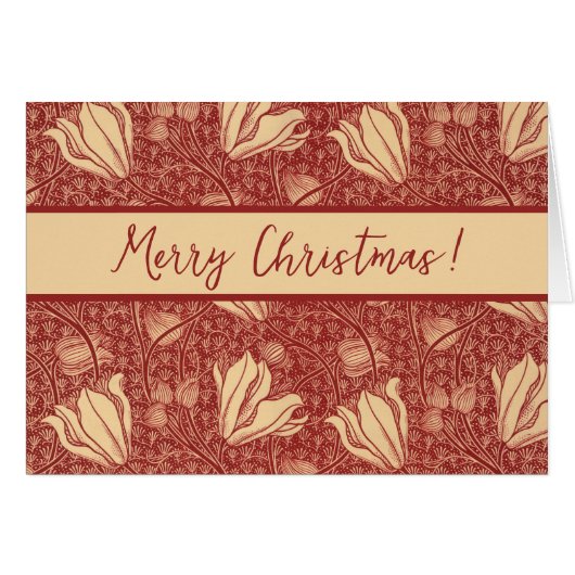 Morris Inspiré Lily Flower Botanique Rouge Textile (Devant horizontal)