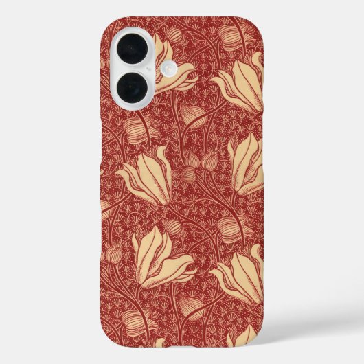Morris Inspired Lily Flower Botanische rode textie Case-Mate iPhone Case (Achterkant)