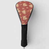 Morris Inspired Lily Flower Botanische rode textie Golfheadcover (Voorkant)