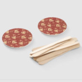 Morris Inspired Lily Flower Botanische rode textie Handwaaier (Niet-gemonteerd)