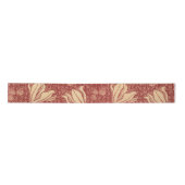 Morris Inspired Lily Flower Botanische rode textie Lint (Voorkant)
