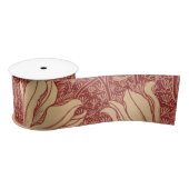 Morris Inspired Lily Flower Botanische rode textie Lint (Spoel)