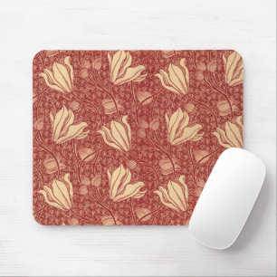 Morris Inspired Lily Flower Botanische rode textie Muismat