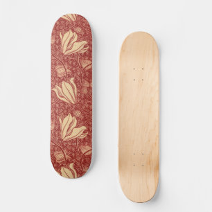 Morris Inspired Lily Flower Botanische rode textie Skateboard