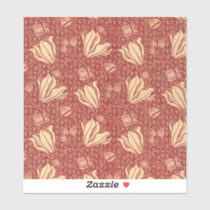 Morris Inspired Lily Flower Botanische rode textie Sticker