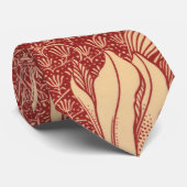 Morris Inspired Lily Flower Botanische rode textie Stropdas (Opgerold)