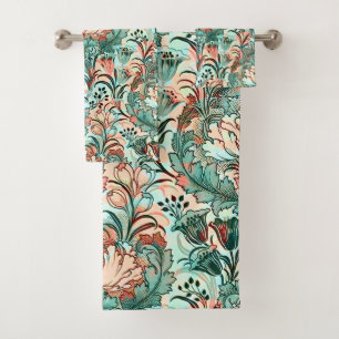 Morris inspireerde tulpen, pioenen, Acanthus Green Bad Handdoek