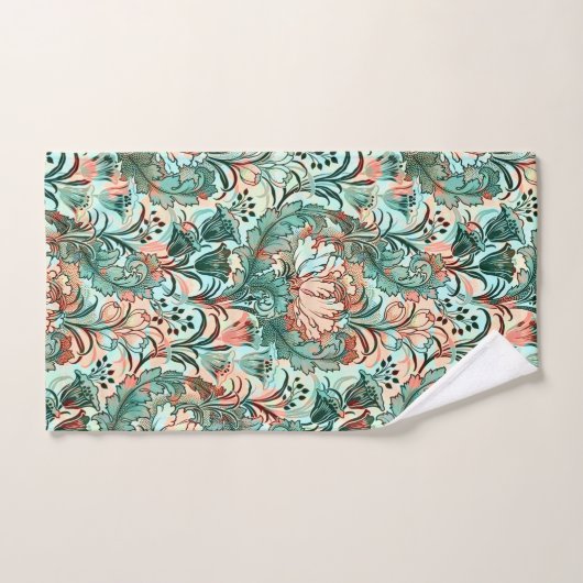 Morris inspireerde tulpen, pioenen, Acanthus Green Bad Handdoek (Handdoek)