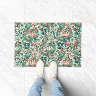 Morris inspireerde tulpen, pioenen, Acanthus Green Deurmat