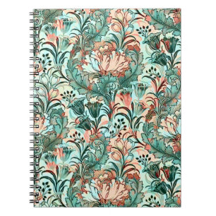 Morris inspireerde tulpen, pioenen, Acanthus Green Notitieboek