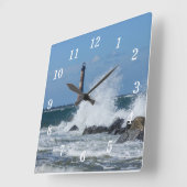 Morris Island Lighthouse Splash Vierkante Klok (Hoek)