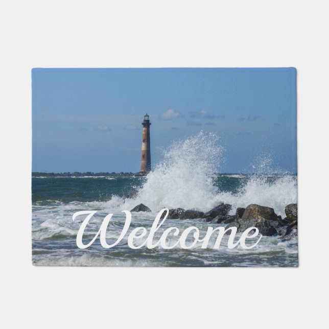 Morris Island Lighthouse Splash Welkom Doormat Deurmat (Voorkant)