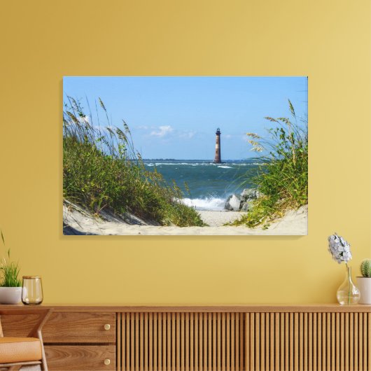 Morris Island Lighthouse Walkway Canvas Afdruk (Insitu (Woonkamer))