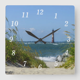 Morris Island Vuurtoren Walkway Wall Clock Vierkante Klok