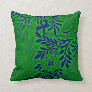 Morris - Larkspur in Vibrant Green en Blue Kussen