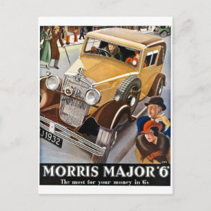 Morris Major 6 - British Auto Advert Briefkaart