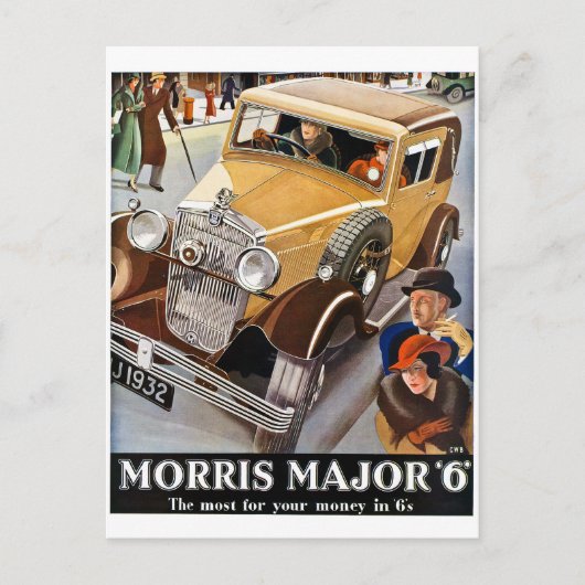 Morris Major 6 - British Auto Advert Briefkaart (Voorkant)