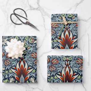 Morris Navy Blue Slangenkop Bloem Behang Inpakpapier Vel