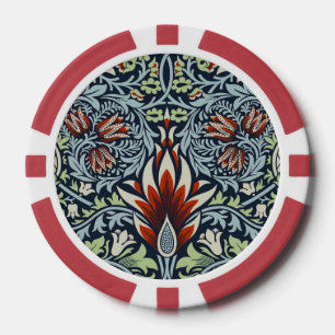 Morris Navy Blue Slangenkop Bloembehang Poker Chips