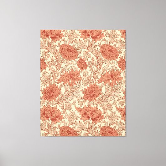 Morris Oranje Chrysanthemum Victoriaans Pattern Canvas Afdruk (Voorkant)