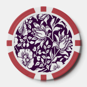 Morris  Paarse & Witte Bloempatroon Poker Chips