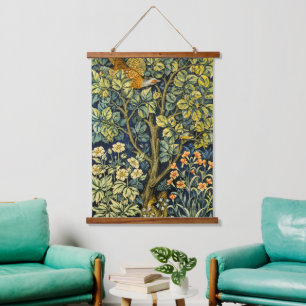 Morris Pheasant eekhoorn & Bloempatroon Hangend Wandkleed