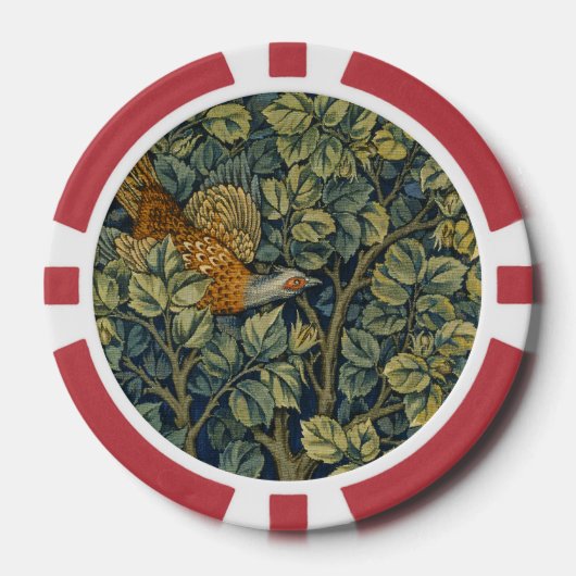 Morris Pheasant eekhoorn & Bloempatroon Poker Chips (Voorkant)