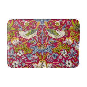 Morris Red Achtergrond Strawberry Thief Patroon Badmat