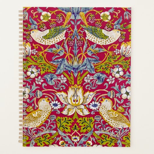 Morris Red Achtergrond Strawberry Thief Patroon Planner (Voorkant)