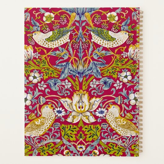 Morris Red Achtergrond Strawberry Thief Patroon Planner (Achterkant)