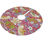 Morris Red Background Strawberry Thief Pattern Kerstboom Rok (Gekanteld)