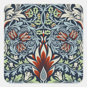 Morris Snakeshead Gestileerde Bloemenpatroon Vierkante Sticker