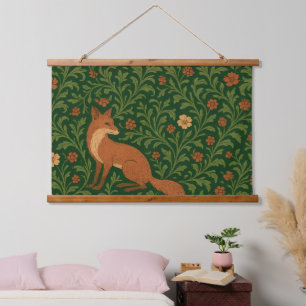 Morris Stijl Vos Bos Cottagecore Vloeipapier Hangend Wandkleed