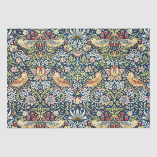 Morris - Strawberry Thief Bird & Floral Pattern Tissuepapier (Voorkant)