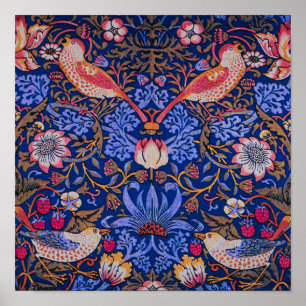 Morris Strawberry Thief Lavendel Paarse Roos Kunst Poster