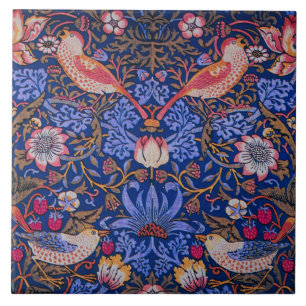 Morris Strawberry Thief Lavendel Paarse Roos Kunst Tegeltje