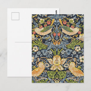 Morris Strawberry Thief Navy Blauwe Vintage Fijne Briefkaart