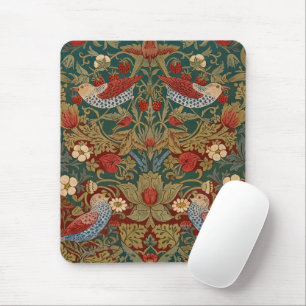 Morris Strawberry Thief Turquoise Groen Rood Bloem Muismat