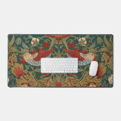 Morris Strawberry Thief Vert sarcelle Rouge Art fl (Clavier et souris)
