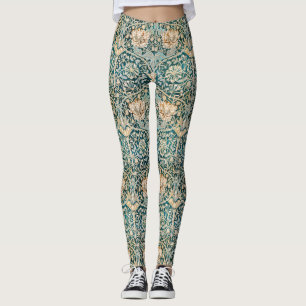 Morris Teal Blau Kamperfoelie Bloem Behang Leggings