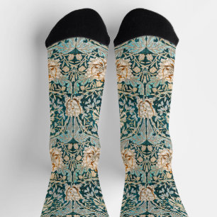 Morris Teal Blau Kamperfoelie Bloem Behang Sokken
