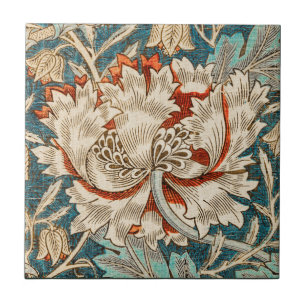 Morris Teal Blau Kamperfoelie Bloem Behang Tegeltje