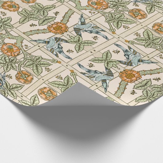 Morris' Trellis - Flower & Bird Pattern Cadeaupapier (Hoek)