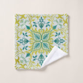 Morris Vin jaune Turquoise & Motif Fleur (Gant de toilette)